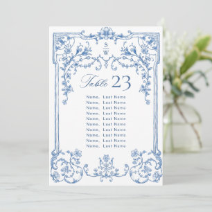 Viktorianische Blue Seating Chart Card Karte