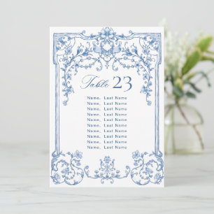 Viktorianische Blue Seating Chart Card Karte