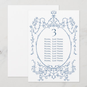 Viktorianische Blue Wedding Chart Card Card Einladung
