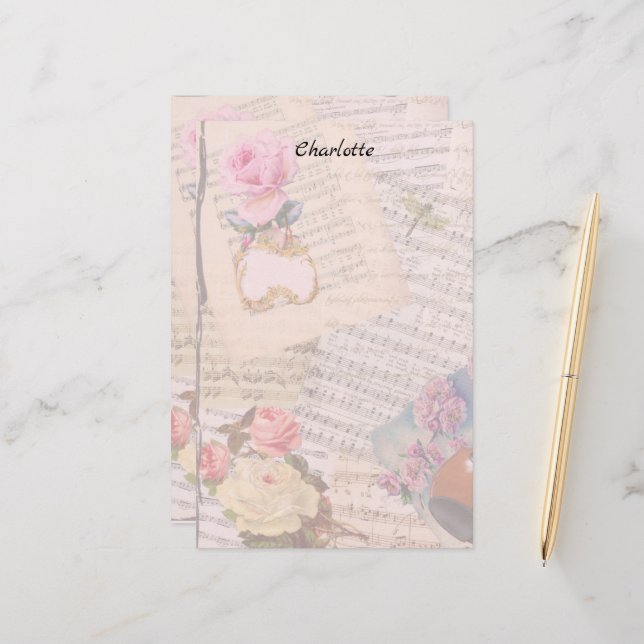 Viktorianische Blume Briefpapier (Vorderseite/Rückseite Beispiel)