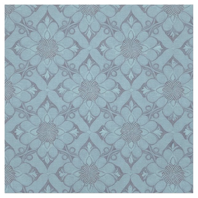 Viktorianische Blume Gitter Blauer Stoff (Nahaufnahme)