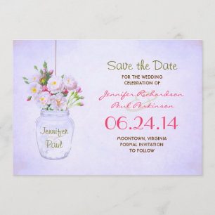 viktorianische Blumen des Maurerglases Save the Save The Date