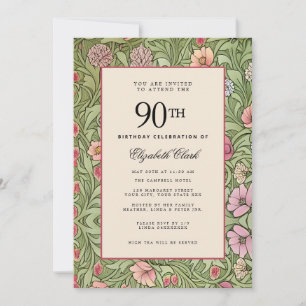 Viktorianische Blumen Elegant Vintage 90. Geburtst Einladung