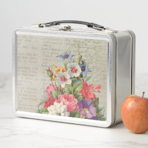 Viktorianische Blumen Metall Brotdose