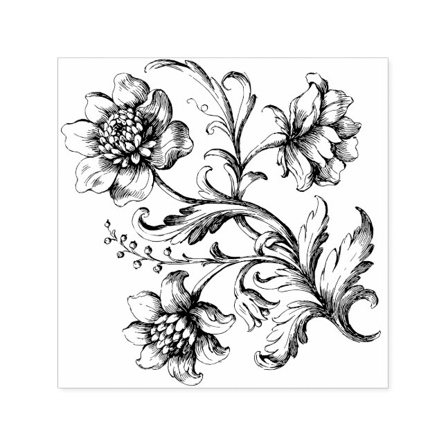 Viktorianische Blumen Permastempel (Design)