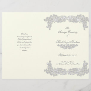 Viktorianische Blumen-Silber-Hochzeitsprogramm