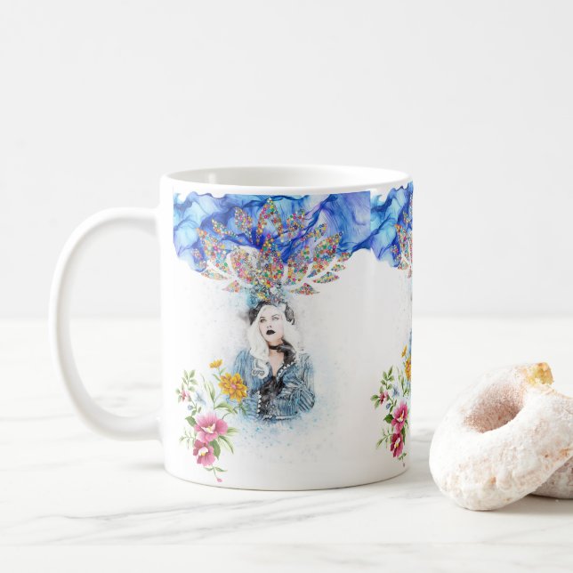 Viktorianische Blumenblauer Tasse (Mit Donut)