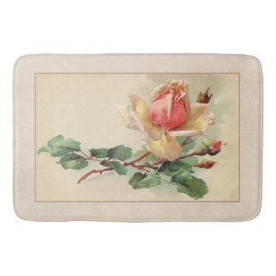 Viktorianische Blumenpastellpfirsich-Rosen Badematte