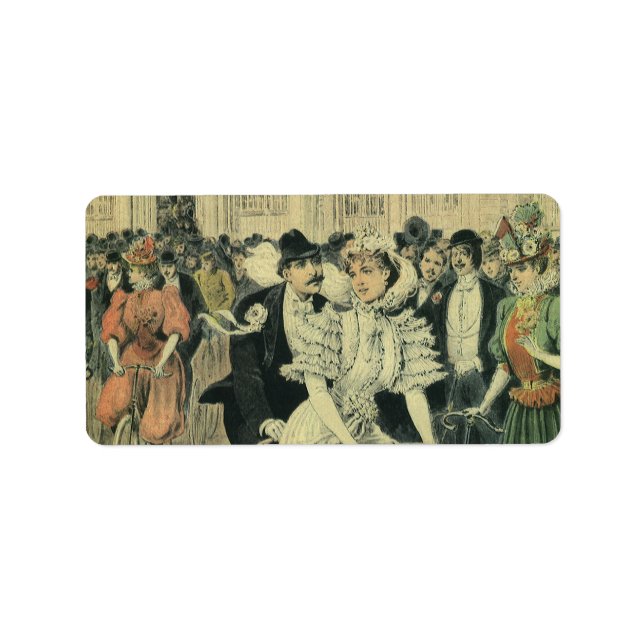 Viktorianische Braut und großräumiges Fahrrad Adressaufkleber (Vorne)