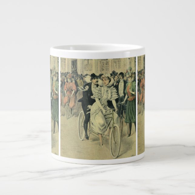 Viktorianische Braut und großräumiges Fahrrad Jumbo-Tasse (Vorderseite)
