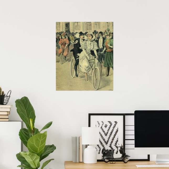 Viktorianische Braut und großräumiges Fahrrad Poster (Heimbüro)
