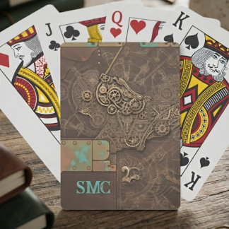 Viktorianische Bronze-Steampunk-Uhrwerkszahnräder Spielkarten