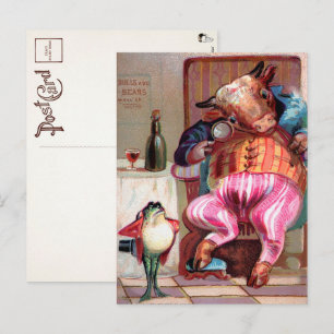 Viktorianische Bull- und Frosch-Postkarte Postkarte