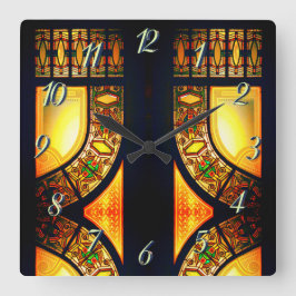 Viktorianische Buntglastür elegant Quadratische Wanduhr