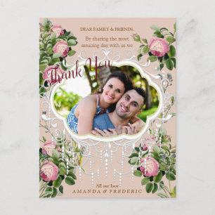 Viktorianische Buschgarten-Hochzeit Danke Postkarte