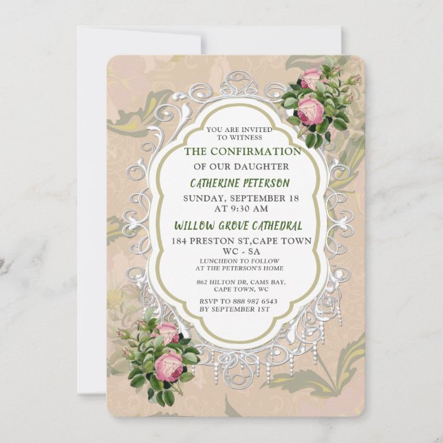 Viktorianische Bush-Garden-Bestätigung Einladung (Vorderseite)