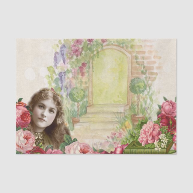 Viktorianische Cabbage-Rose Blümchen Seidenpapier (Vorderseite)