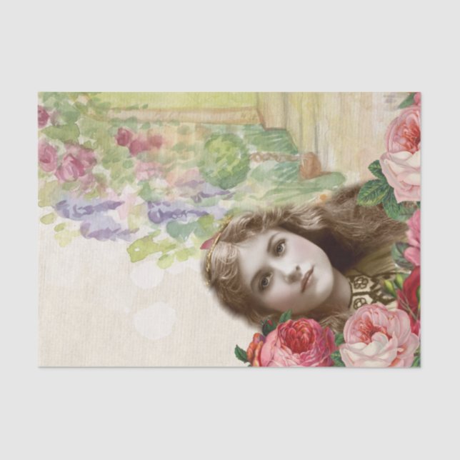 Viktorianische Cabbage-Rose Blumengewebe Seidenpapier (Vorderseite)