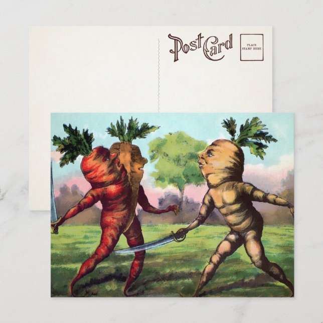 Viktorianische Carrots Duell Postcard  Postkarte (Vorne/Hinten)