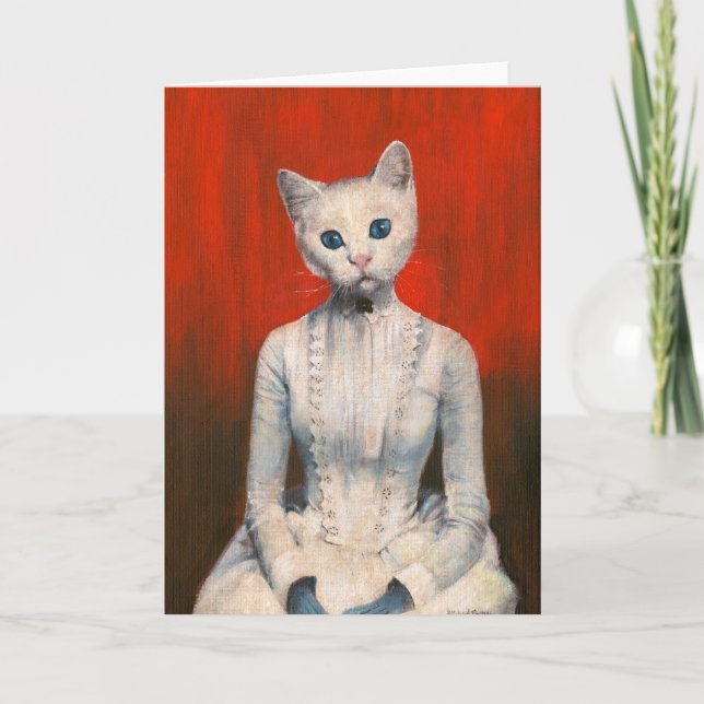 Viktorianische Cat Lady Greetings Card Dankeskarte (Vorderseite)