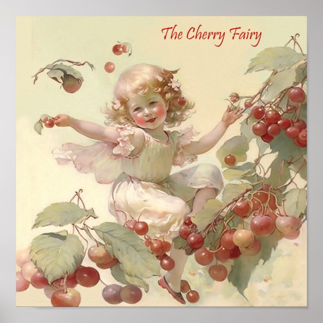 Viktorianische "Cherry Fairy" im Obstbaum Poster (Vorne)