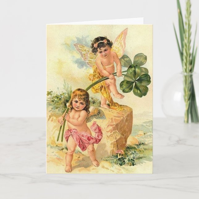 Viktorianische Cherubs St. Patrick's Day Card Karte (Vorderseite)