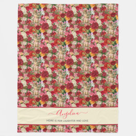 Viktorianische Cherubs und Rose Vintage Stilmuster Fleecedecke
