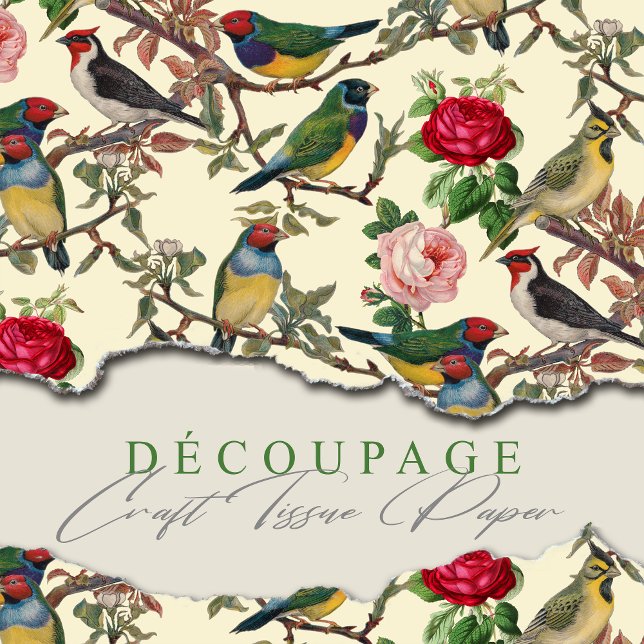 Viktorianische Chintzy Birds und Rose Muster Vinta Seidenpapier (Von Creator hochgeladen)