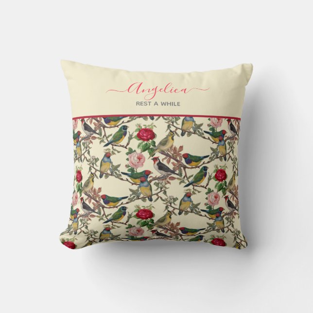 Viktorianische Chintzy Birnen und Rose Retro Vinta Kissen (Vorderseite)