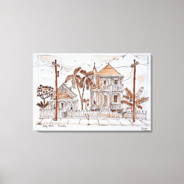 Viktorianische Conchhäuser | Key West, Florida Leinwanddruck (Vorderseite)