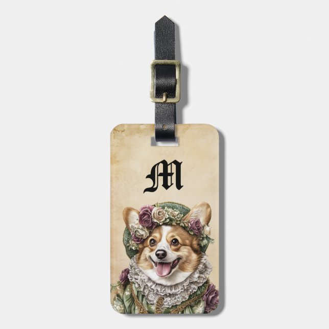 Viktorianische Corgi-Hunde-Gepäckanhänger Gepäckanhänger (Vorderseite vertikal)