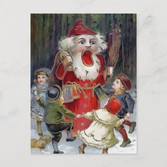 Viktorianische Creepy Santa Nutcracker Weihnachten Postkarte (Vorderseite)
