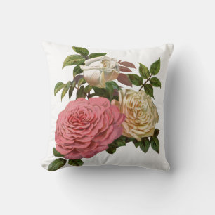 Viktorianische Creme und Rosen Kissen