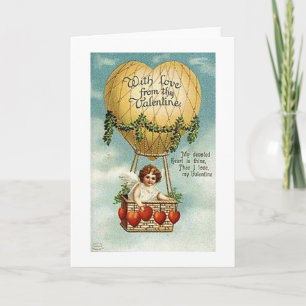 Viktorianische Cupid Balloon Valentine's Day Card Feiertagskarte