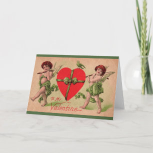 Viktorianische Cupids/Cherubs Valentinstag-Karte Feiertagskarte