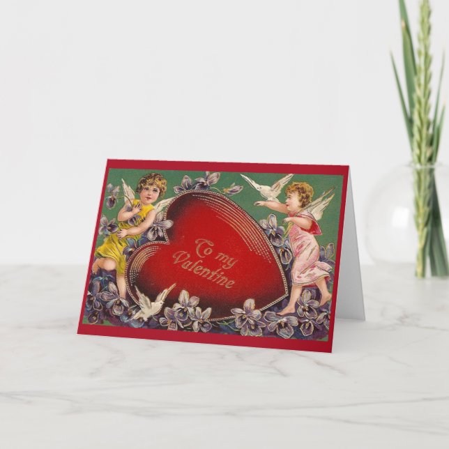 Viktorianische Cupids Valentinstag Grußkarte Feiertagskarte (Vorderseite)