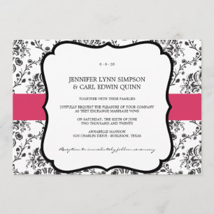 Viktorianische Damast-(Schwarzes u. Fuschia) Einladung