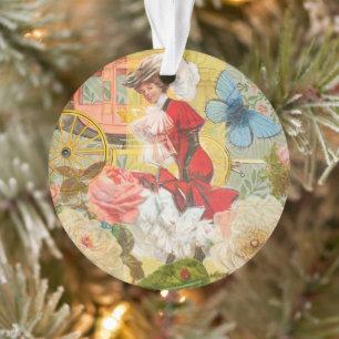 Viktorianische Dame Frau Elegant Reich Rot Illustr Ornament