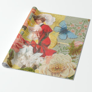 Viktorianische Dame Frau Elegant Reich Rote Illust Geschenkpapier