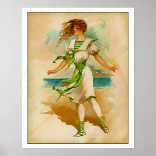 Viktorianische Dame im Badeanzug Poster