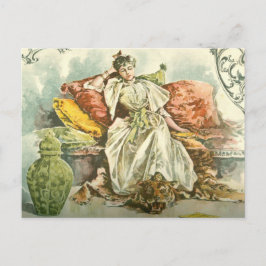 Viktorianische Dame mit Buch, aus einer Zeitschrif Postkarte