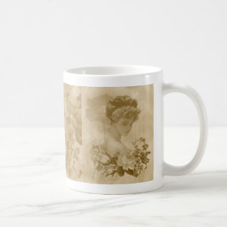Viktorianische Dame mit der Rosen-Kaffee-Tasse Tasse