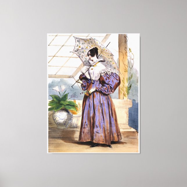 Viktorianische Dame mit Parasol - Eleganter Garten Leinwanddruck (Vorderseite)