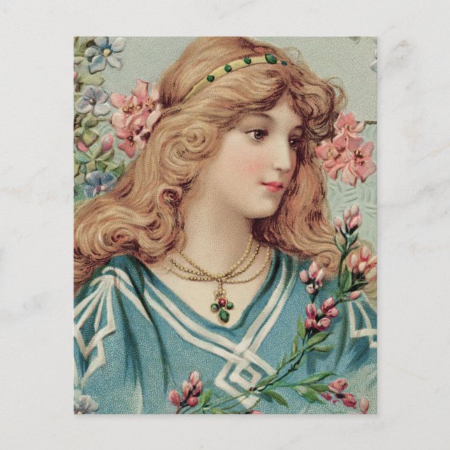 Viktorianische Dame mit rosafarbenen Blume im Haar (Vorderseite)