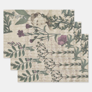 Viktorianische Dame und Blume Geschenkpapier Set