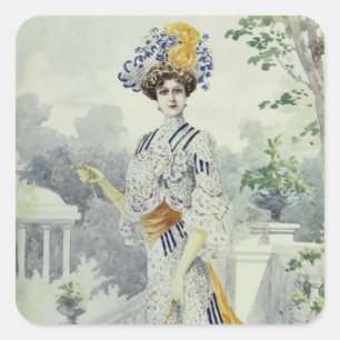 Viktorianische Dame – Vintage französische Mode – Quadratischer Aufkleber