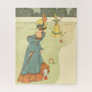 Viktorianische Damen Krocket Vintage Gartenparty Puzzle