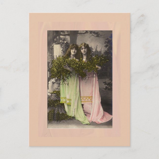 Viktorianische Damen mit Blume im Friedhof Postkarte (Vorderseite)