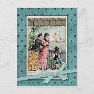 Viktorianische Damen und Mädchen Vintage-Reprodukt Postkarte