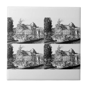 Viktorianische Dampfzüge Fliese